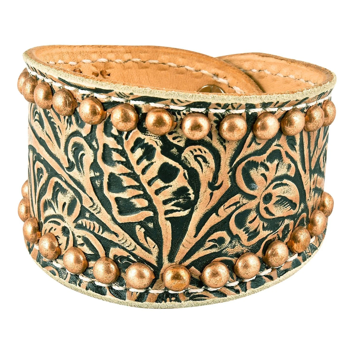 Tan Floral Cuff with Copper Spots - Image 1