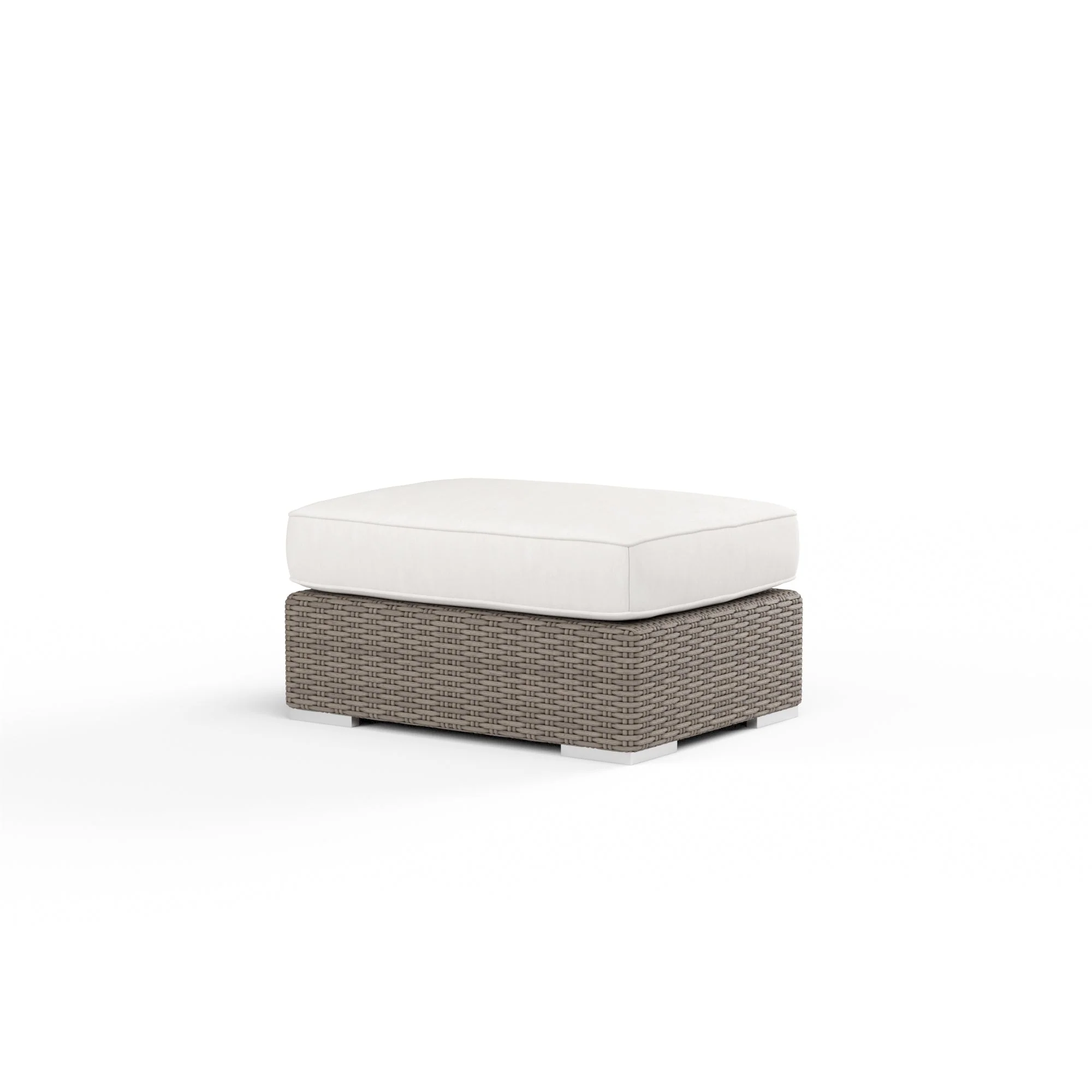 Coronado Ottoman in Canvas Flax w/ Self Welt - Image 3