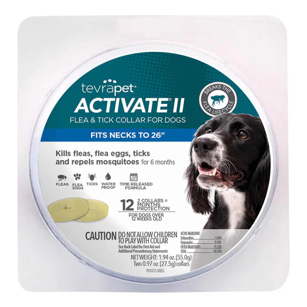 TevraPet Activate II Flea & Tick Collar for Dogs, 12 Month, 2 ct - Image 1