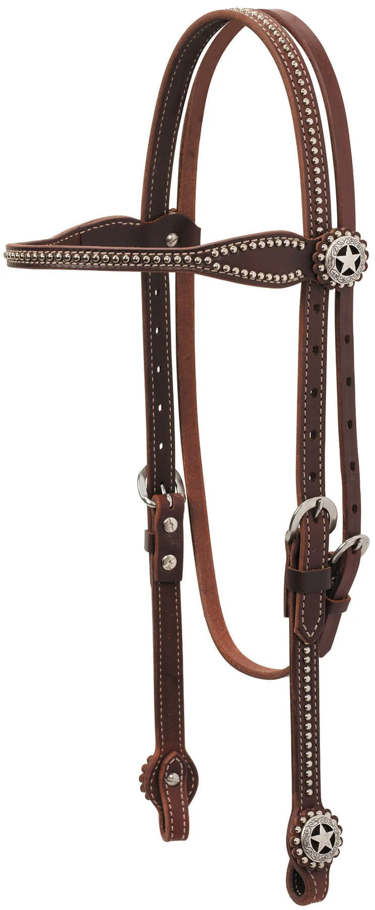 Weaver Texas Star Oiled Canyon Rose Harness Leather Browband Headstall, Full - Image 1
