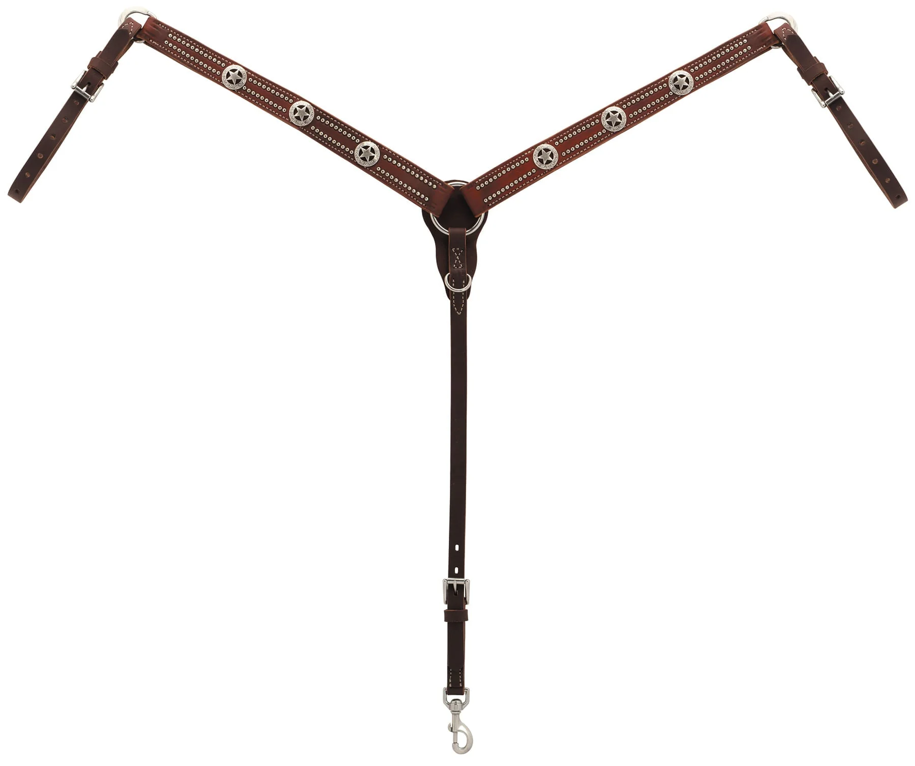 Weaver Texas Star Oiled Canyon Rose Harness Leather Tapered Breast Collar - Image 1