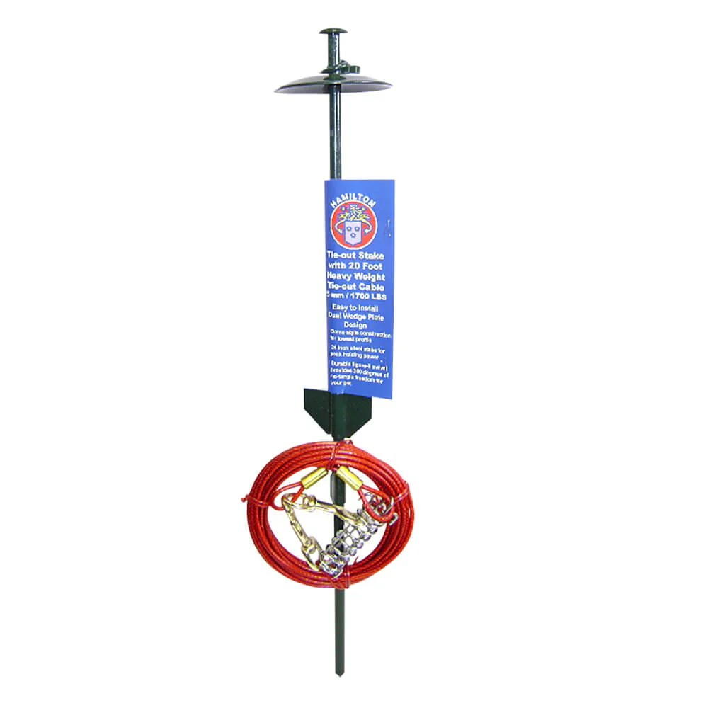 Tie-Out Stake with Cable and Spring, 24" - Image 1