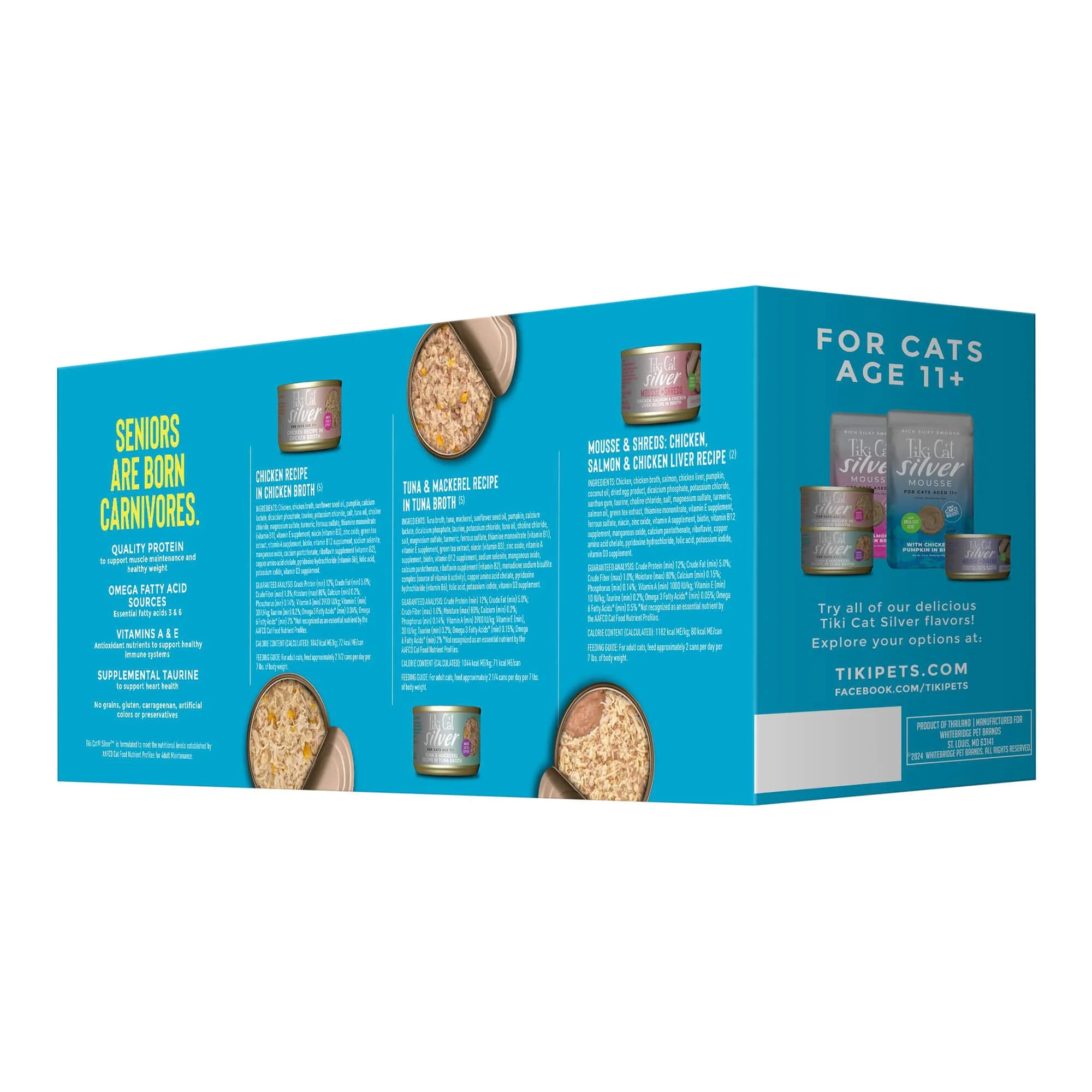 Tiki Cat Silver Wet Cat Food for Seniors, Variety Pack, 2.4 oz Cans, 12 ct - Image 2