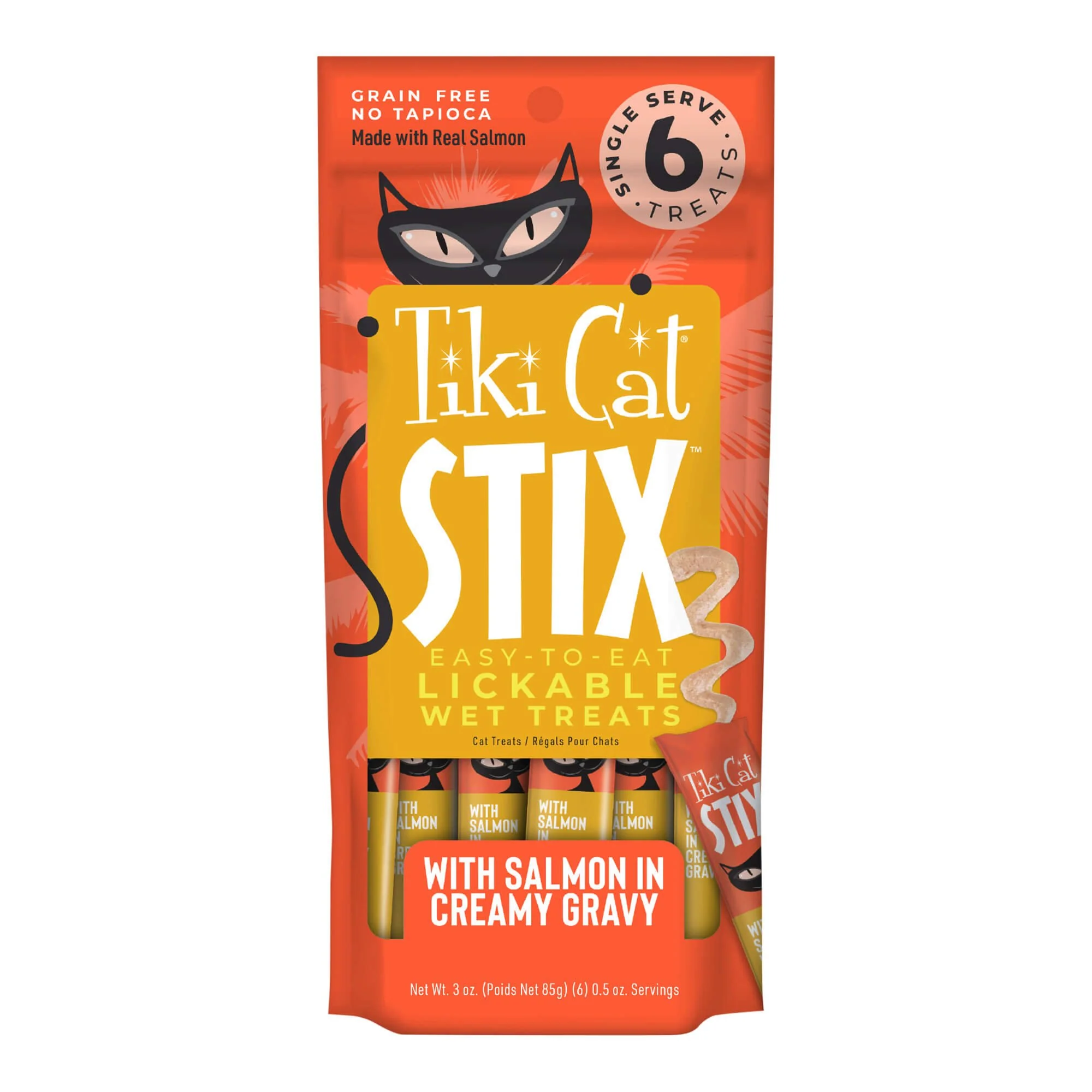 Tiki Cat Stix Wet Cat Treats, Salmon, Case of 12 (6 ct) - Image 1