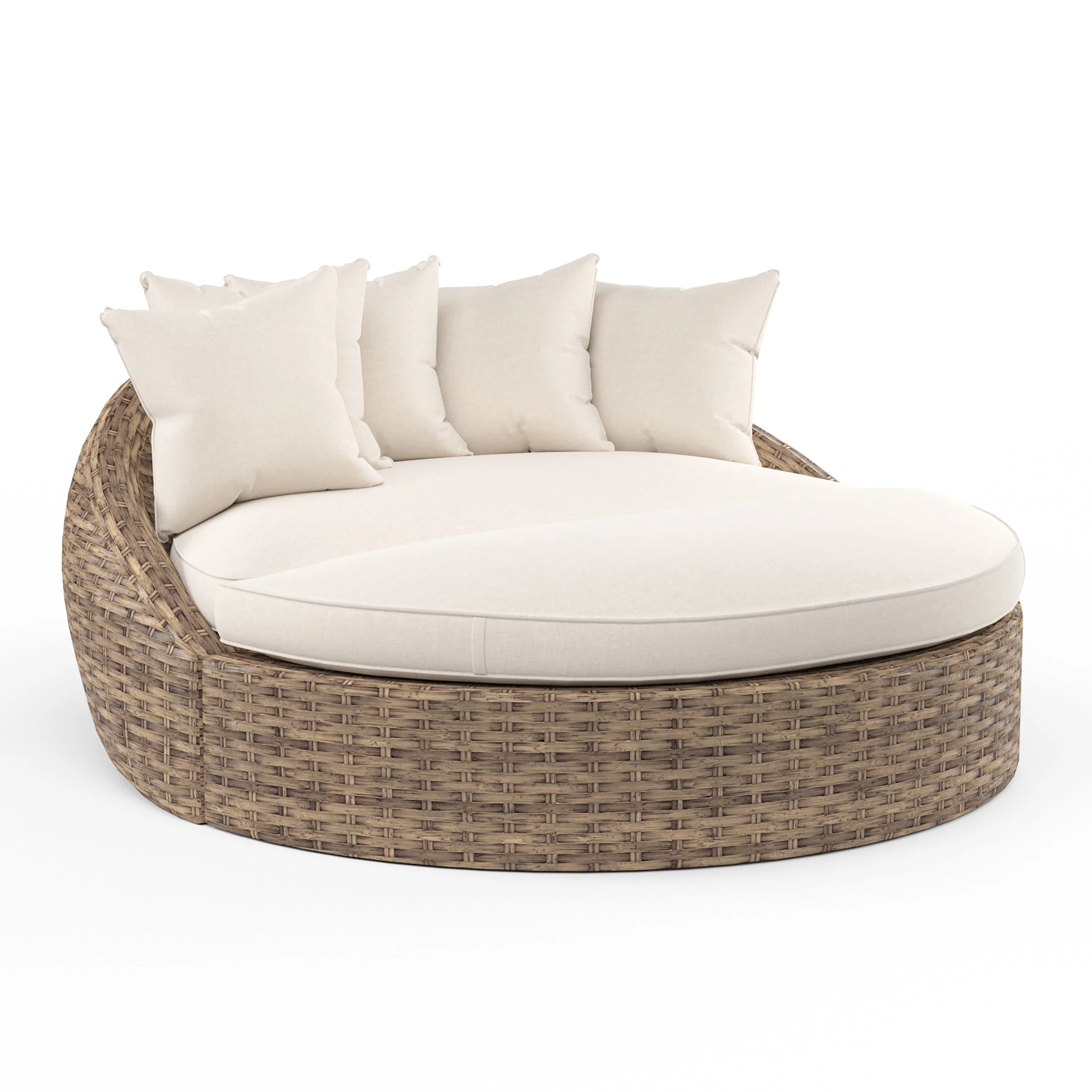 Havana Round Daybed in Canvas Flax w/ Self Welt