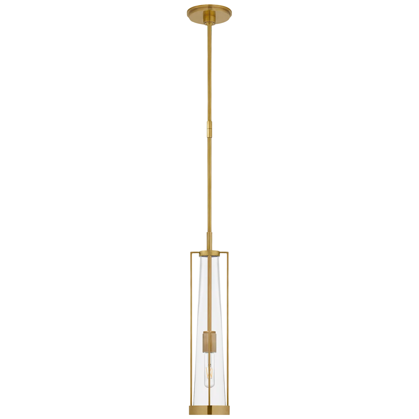 Calix Tall Pendant | Hand-Rubbed Antique Brass | Clear Glass - Image 2