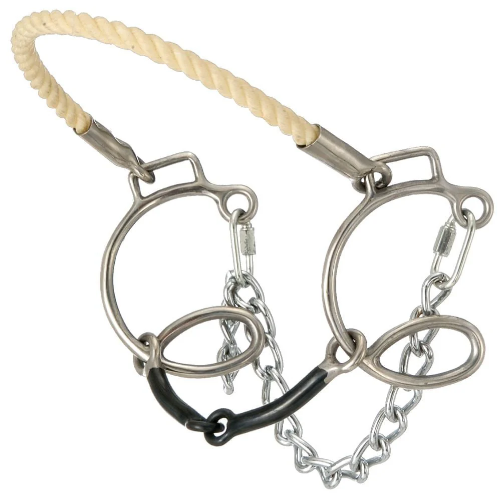 Tough1 Six Cheek Sweet Iron Snaffle with Rope Nose, 5 1/2" - Image 1