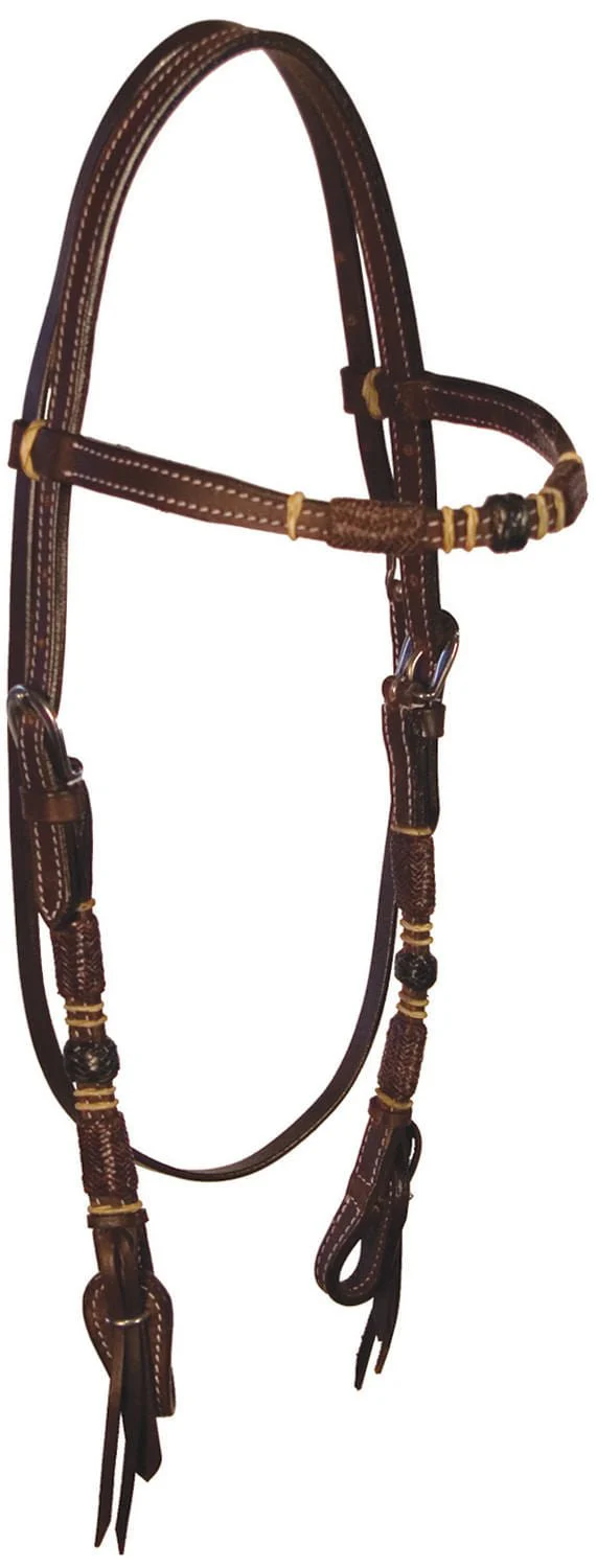 Buffalo Leather Tres Rawhide Browband Headstall - Image 1
