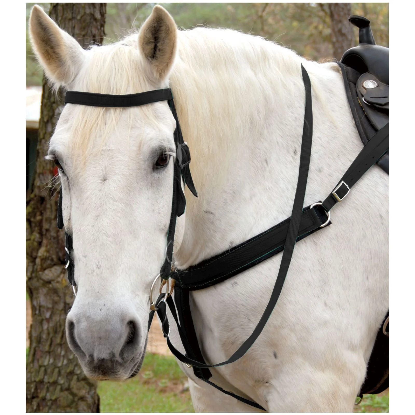 Triple E Nylon Draft Horse Bridle with Bit & Reins - Image 1