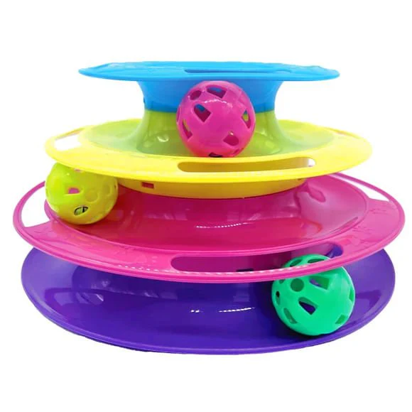Triple Level Cat Toy Tower with Jingle Balls - Image 1