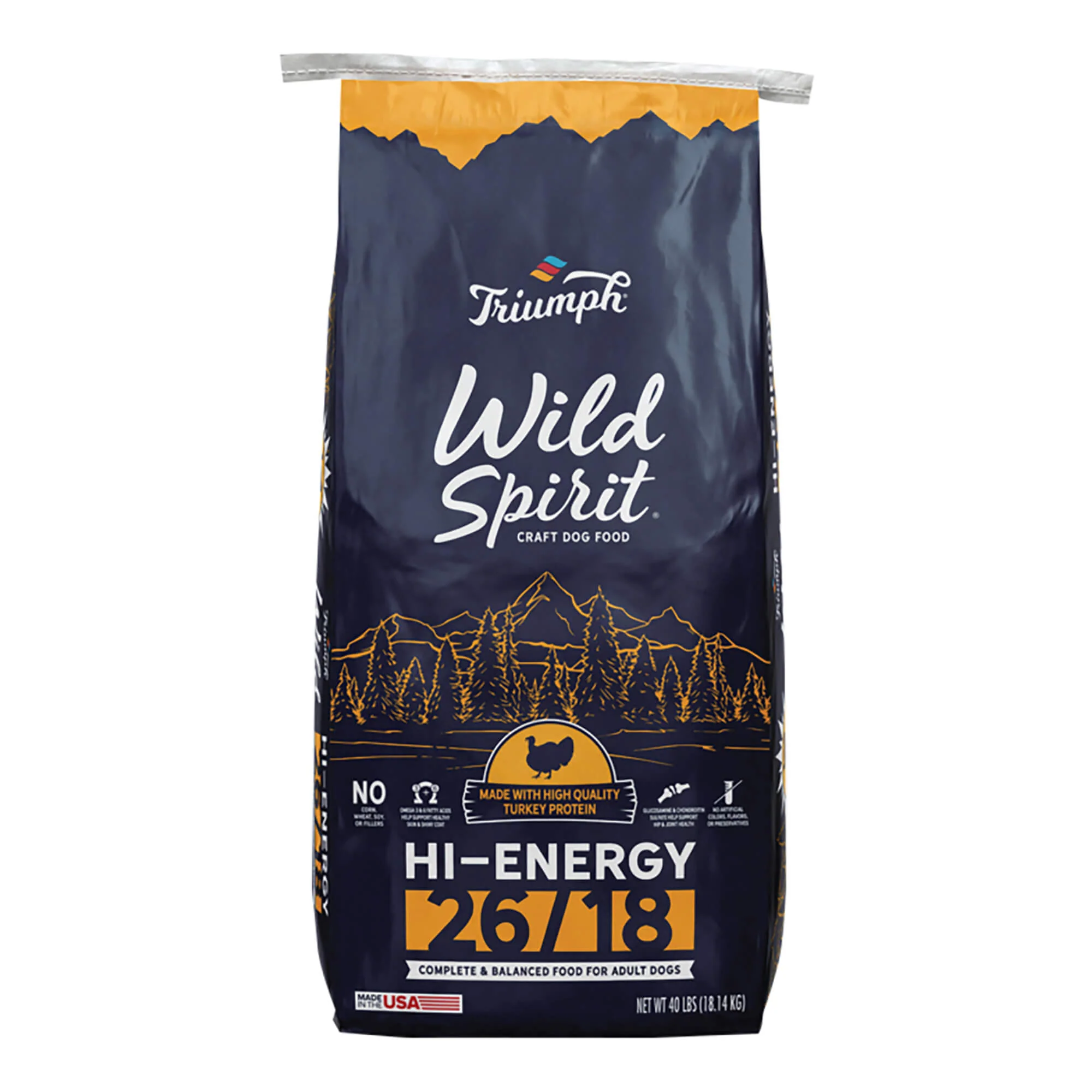 Triumph Wild Spirit Turkey Hi-Energy 26/18 Performance Dry Dog Food, 40 lb - Image 1