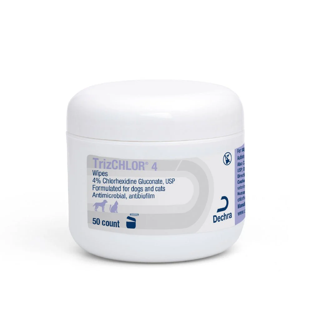 TrizCHLOR 4 Wipes – Antimicrobial Skin Care for Dogs & Cats, 50 ct - Image 1