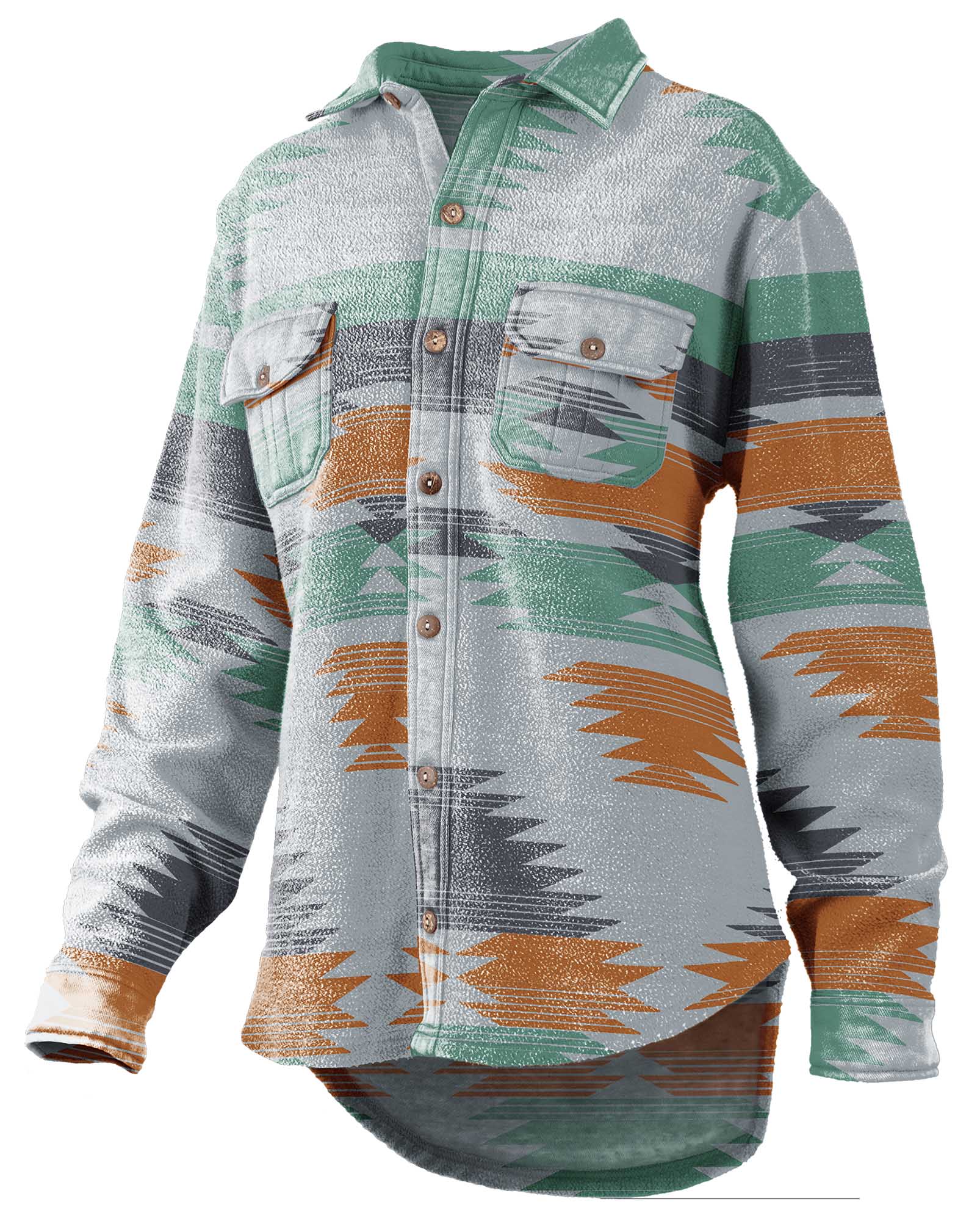Turnrows Women's Aztec Reversed Fleece Shacket - Image 3