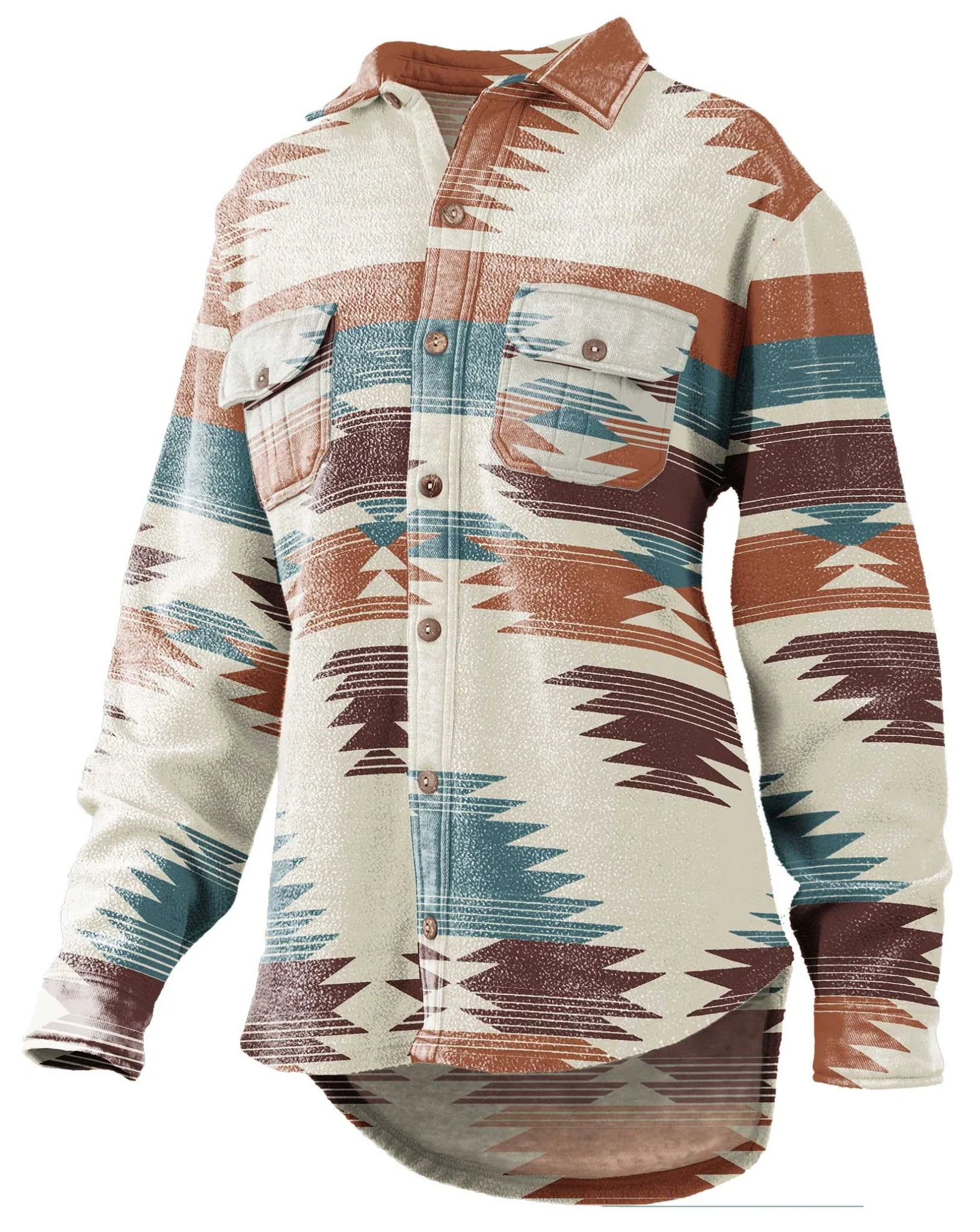 Turnrows Women’s Aztec Reversed Fleece Shacket