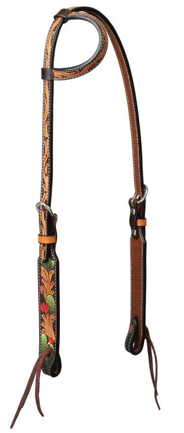 Weaver Turquoise Cross Cactus Sliding Ear Headstall - Image 1