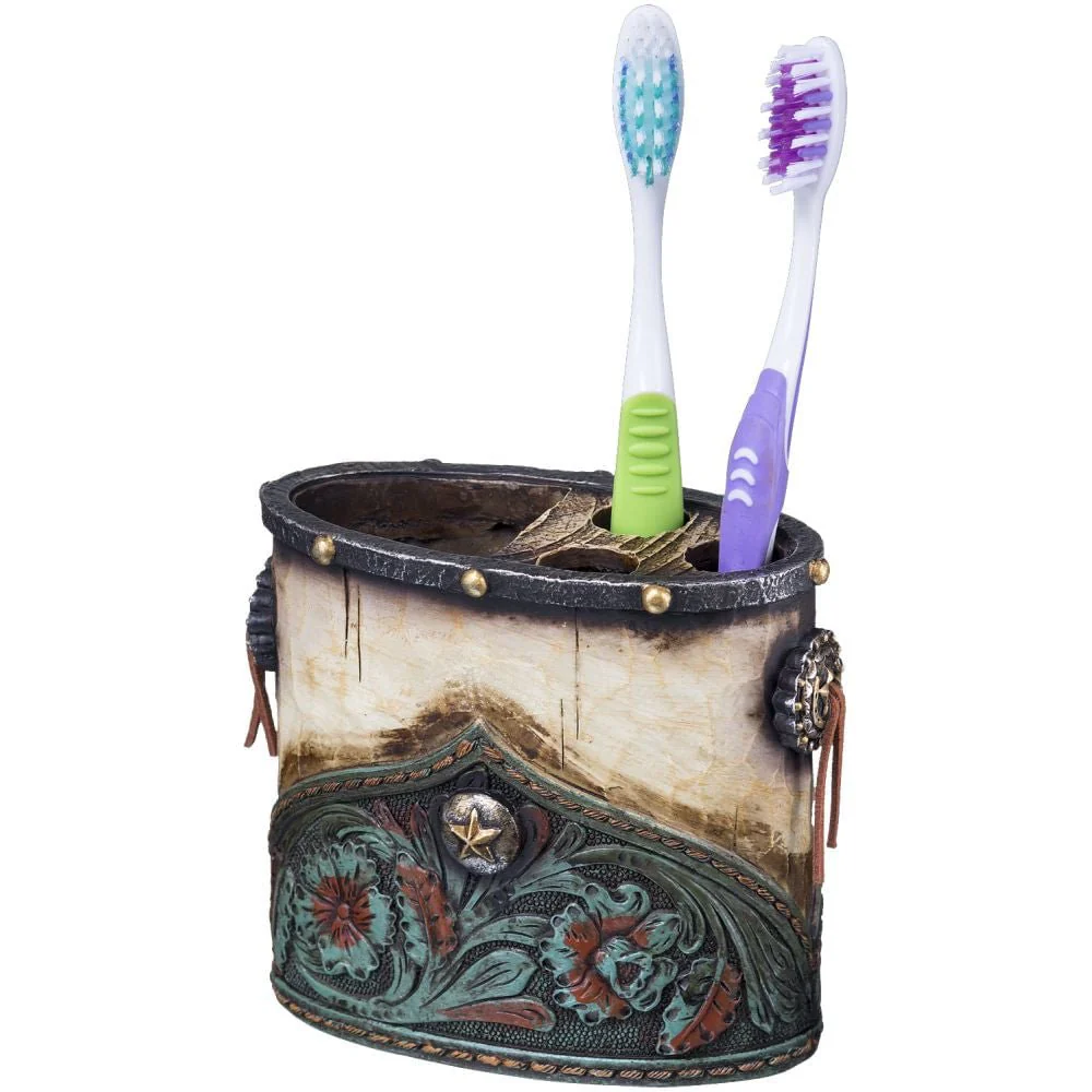 Turquoise Floral with Concho Tooth Brush Holder - Image 1