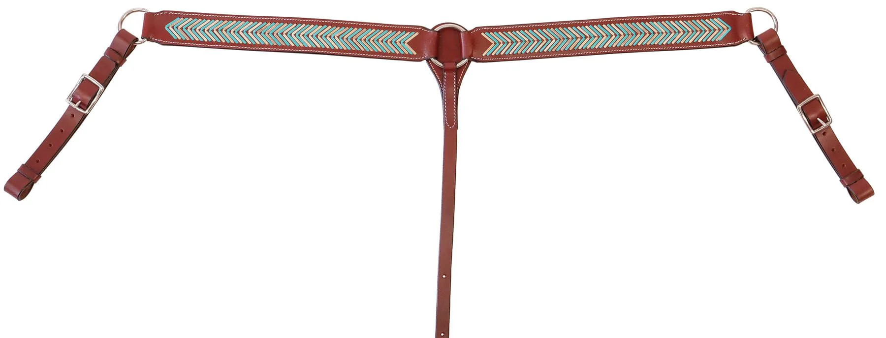 Buffalo Leather Turquoise Rawhide Laced Breast Collar - Image 1