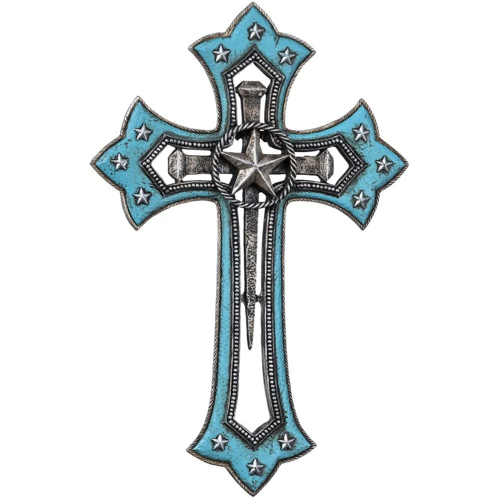 Turquoise Star Cross Wall Hanging - Image 1