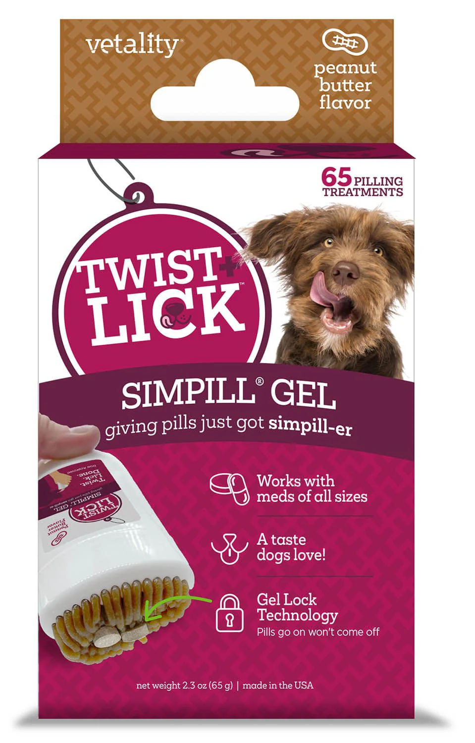 Twist & Lick SimPill, Peanut Butter Flavor for Dogs - Image 1