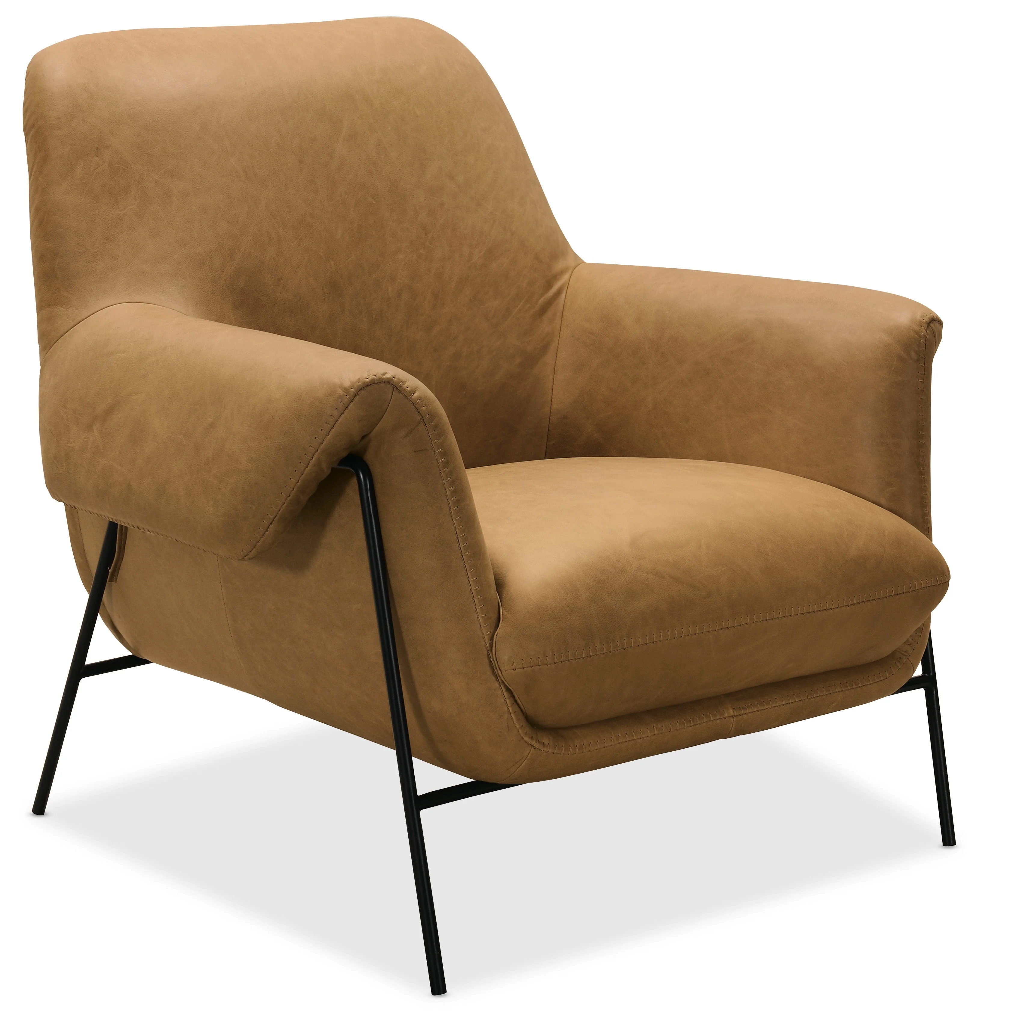 Ambroise Metal Frame Club Chair | Brown - Image 1