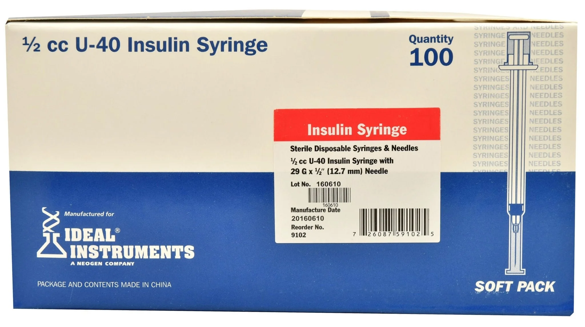 U-40 Syringes with 29G x 1/2" Needles, Box of 100 - Image 2