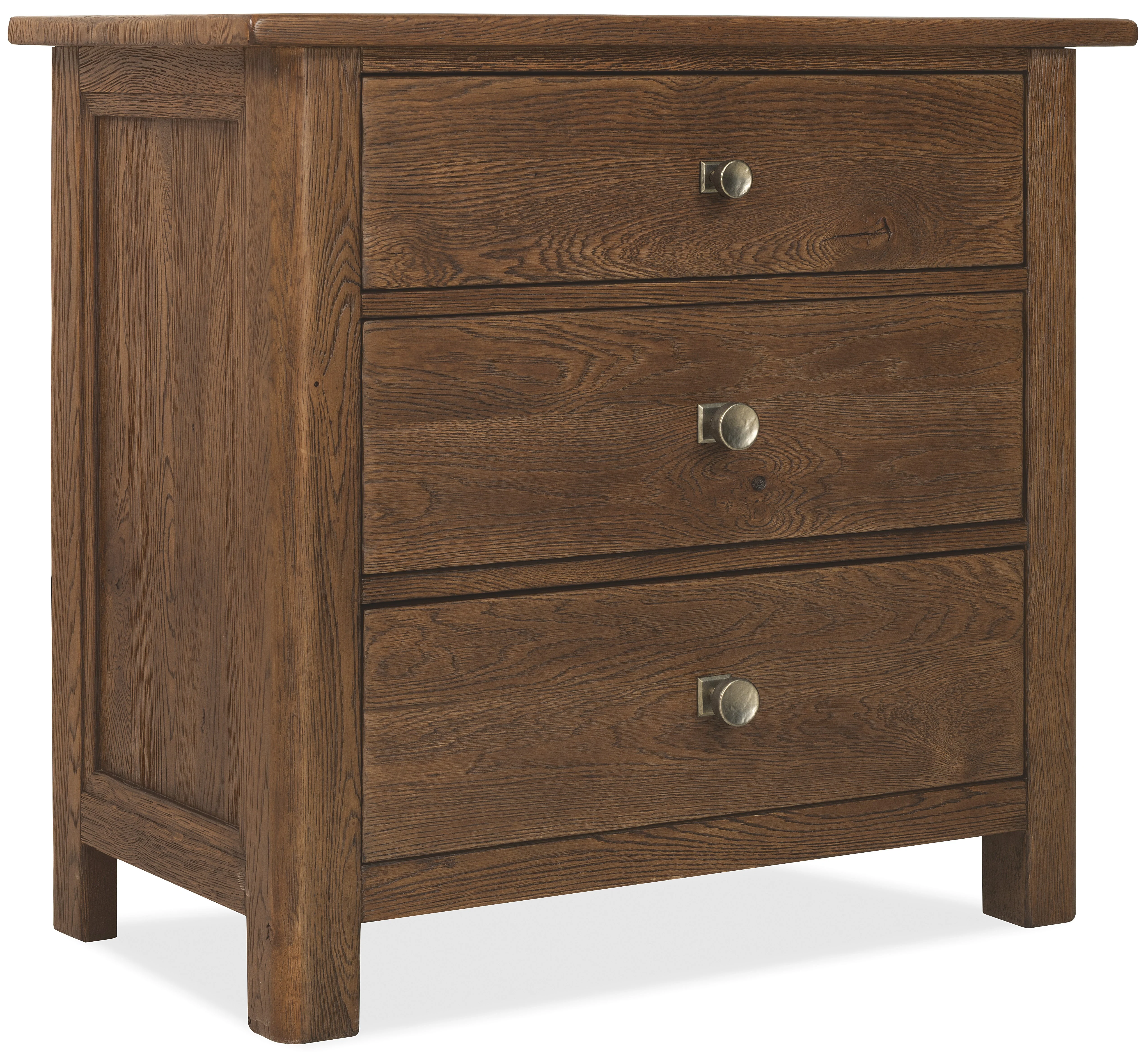 Driftwood Three-Drawer Nightstand | Worn Saddle - Image 1