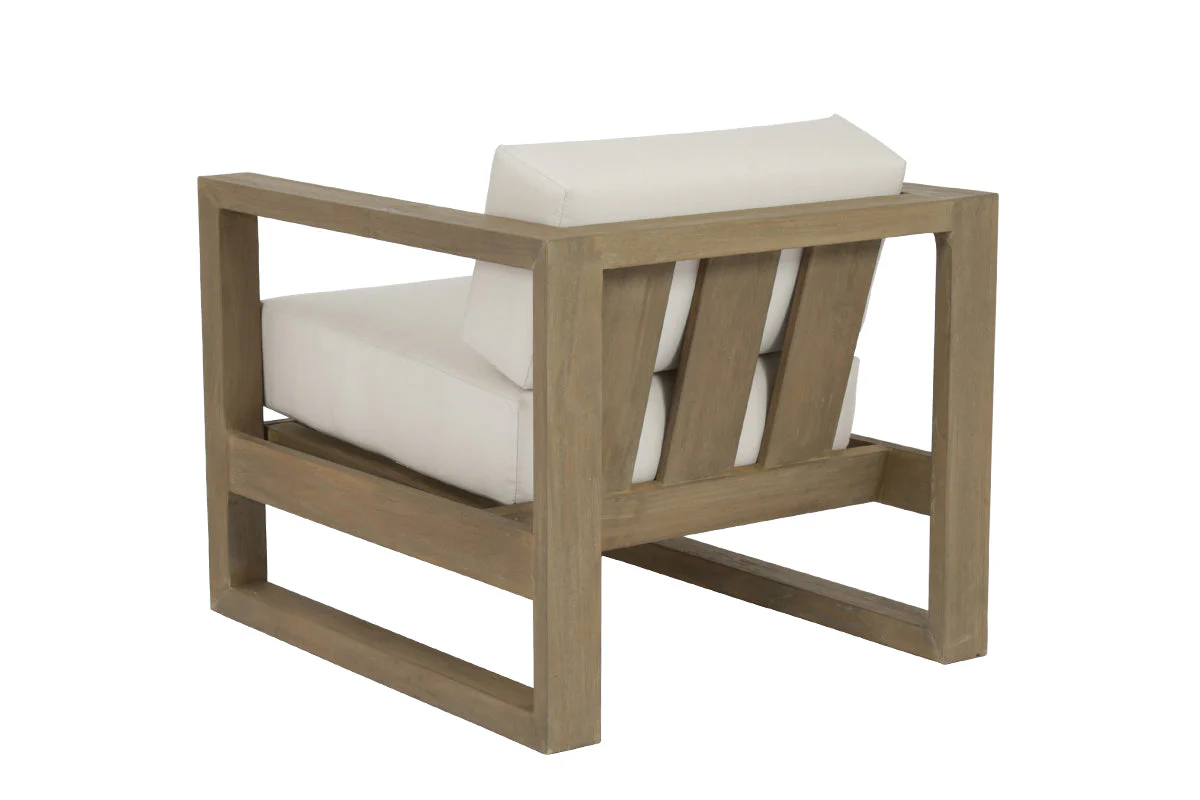 Coastal Teak Club Chair in Canvas Canvas, No Welt - Image 2