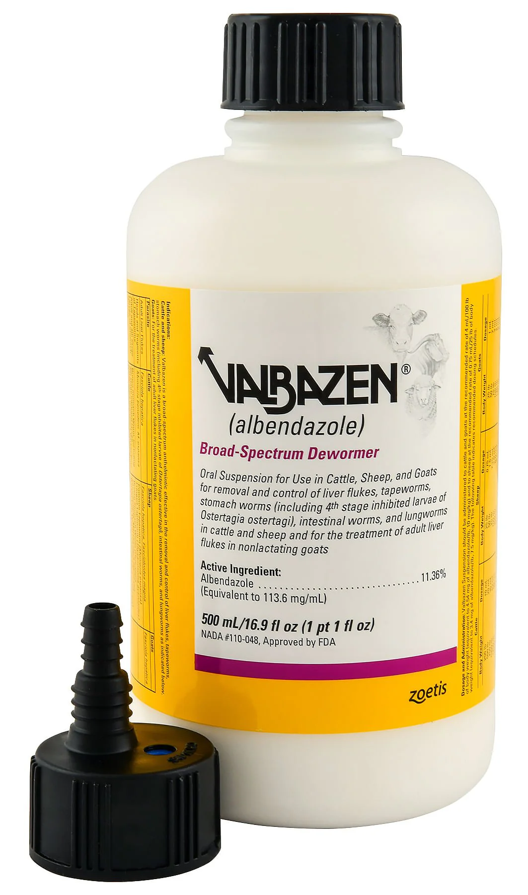 Valbazen Broad Spectrum Oral Dewormer 11.36% Albendazole for Cattle, Sheep & Goats - Image 1