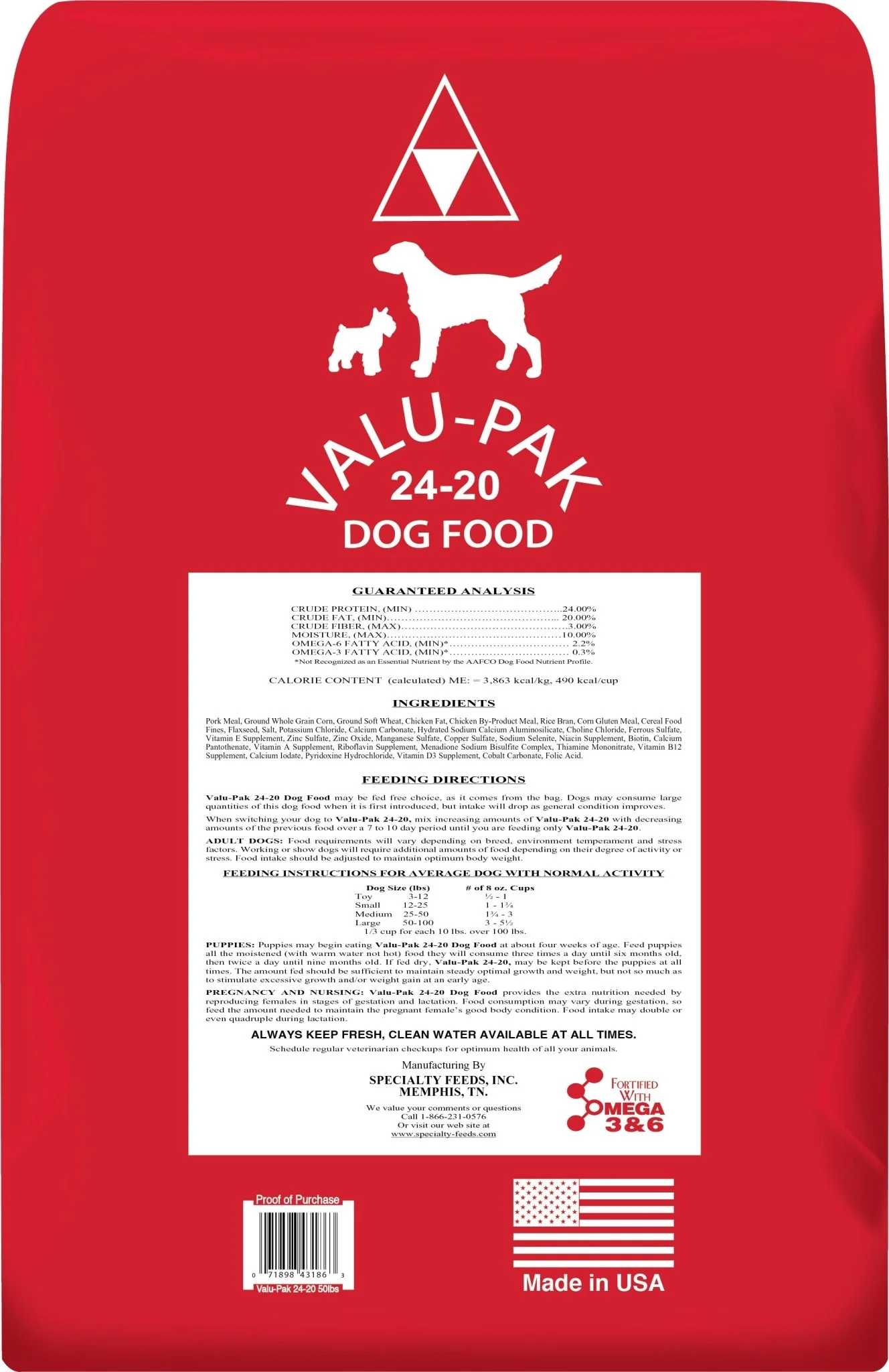 Valu-Pak 24-20 Performance Dry Dog Food for Active Dogs (Red Bag), 50 lb - Image 2
