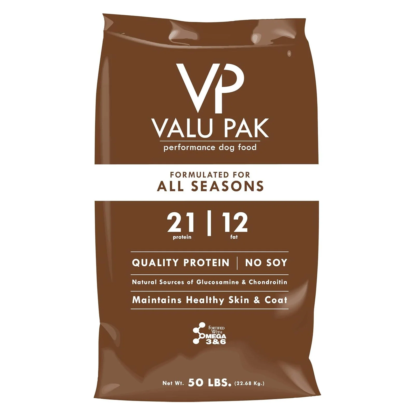 Valu-Pak Free 21-12 Dry Dog Food, 50 lb Brown Bag – High Protein 21%, 12% Fat, Joint & Coat Support for Adult Dogs and Puppies - Image 1