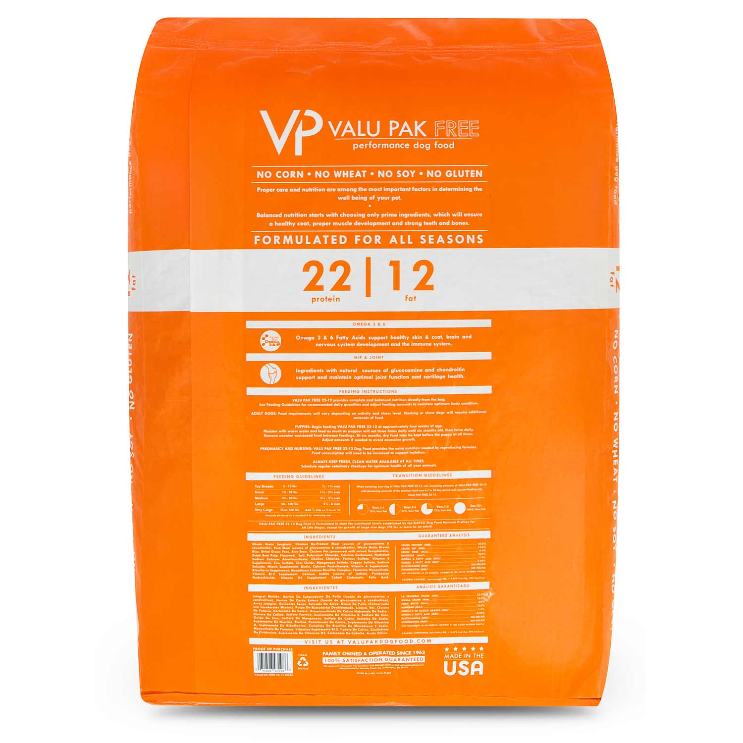 Valu-Pak Free 22-12 Performance Gluten Free Dry Dog Food (Orange Bag) - Image 3