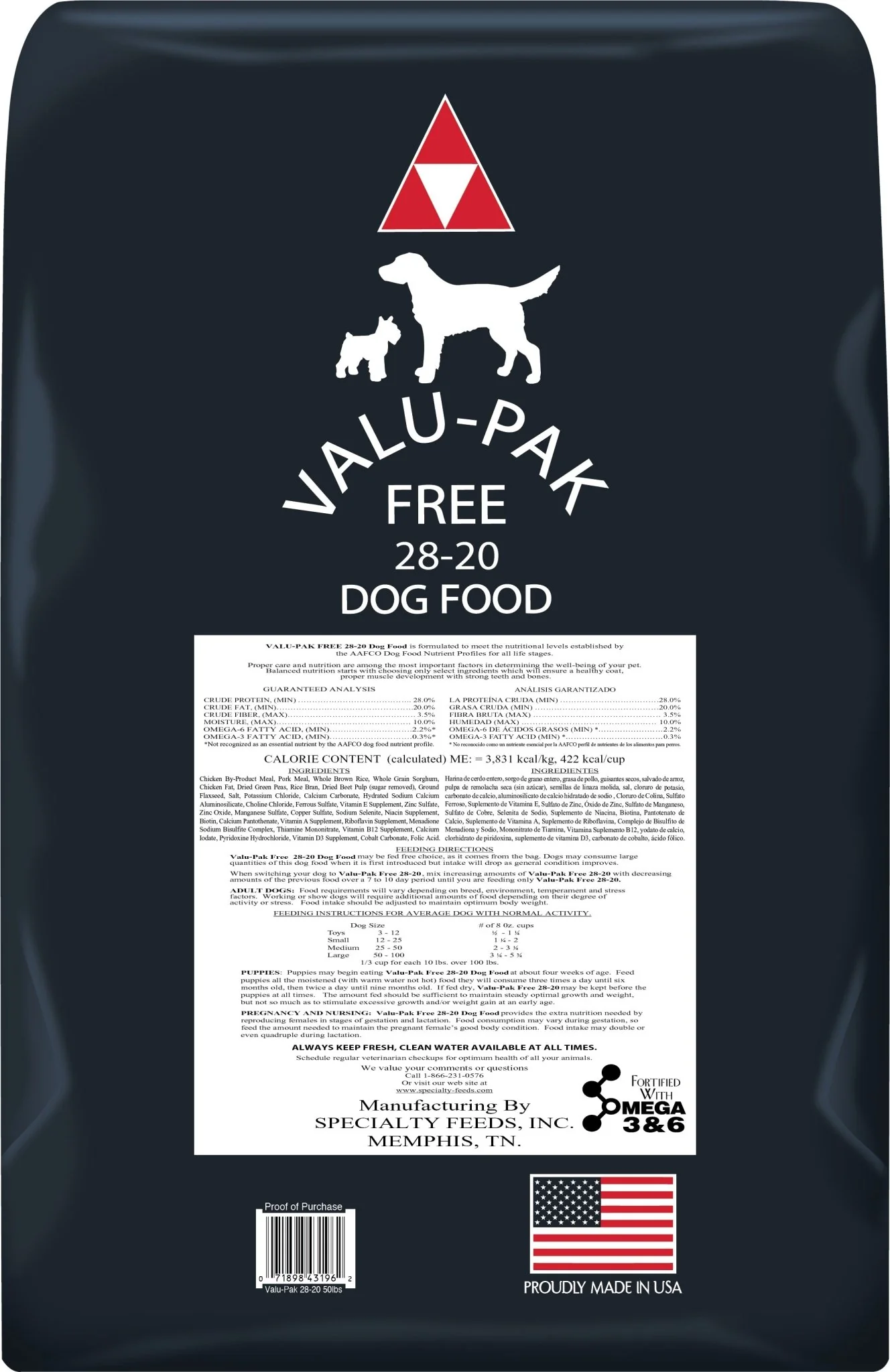 Valu-Pak Free 28-20 Performance Gluten Free Dry Dog Food for Active Dogs (Black Bag) - Image 3