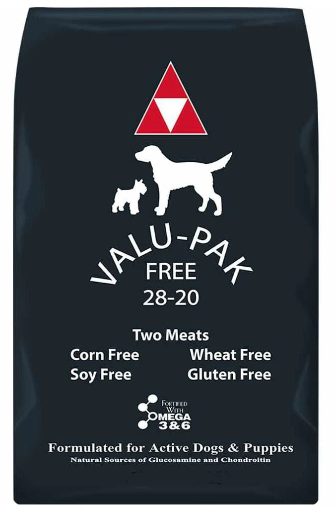 Valu-Pak Free 28-20 Performance Gluten Free Dry Dog Food for Active Dogs (Black Bag) - Image 1