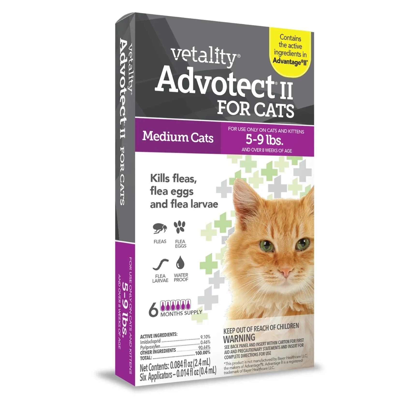 Vetality Advotect II Flea Topical for Cats, 6 pack - Image 2