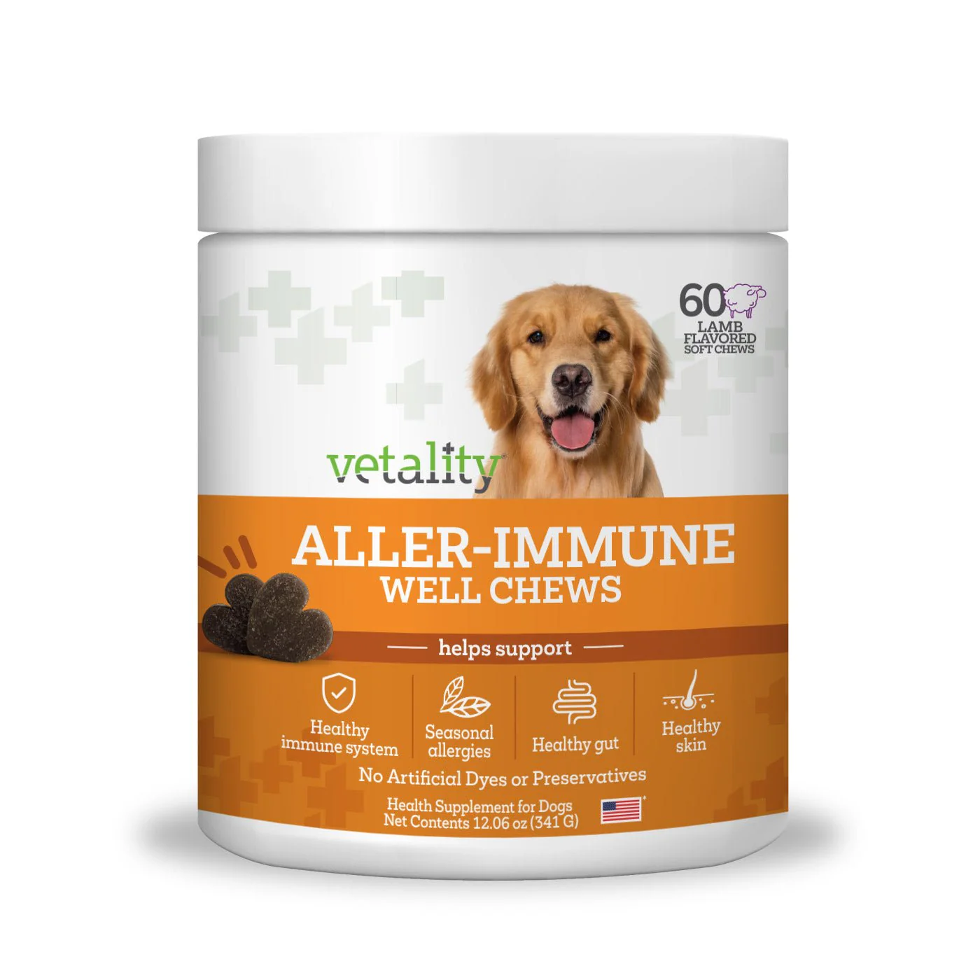 Vetality Aller-Immune Skin & Coat Well Chews for Dogs – Lamb Flavor, Supports Healthy Skin, Shiny Coat & Strong Pads - Image 1