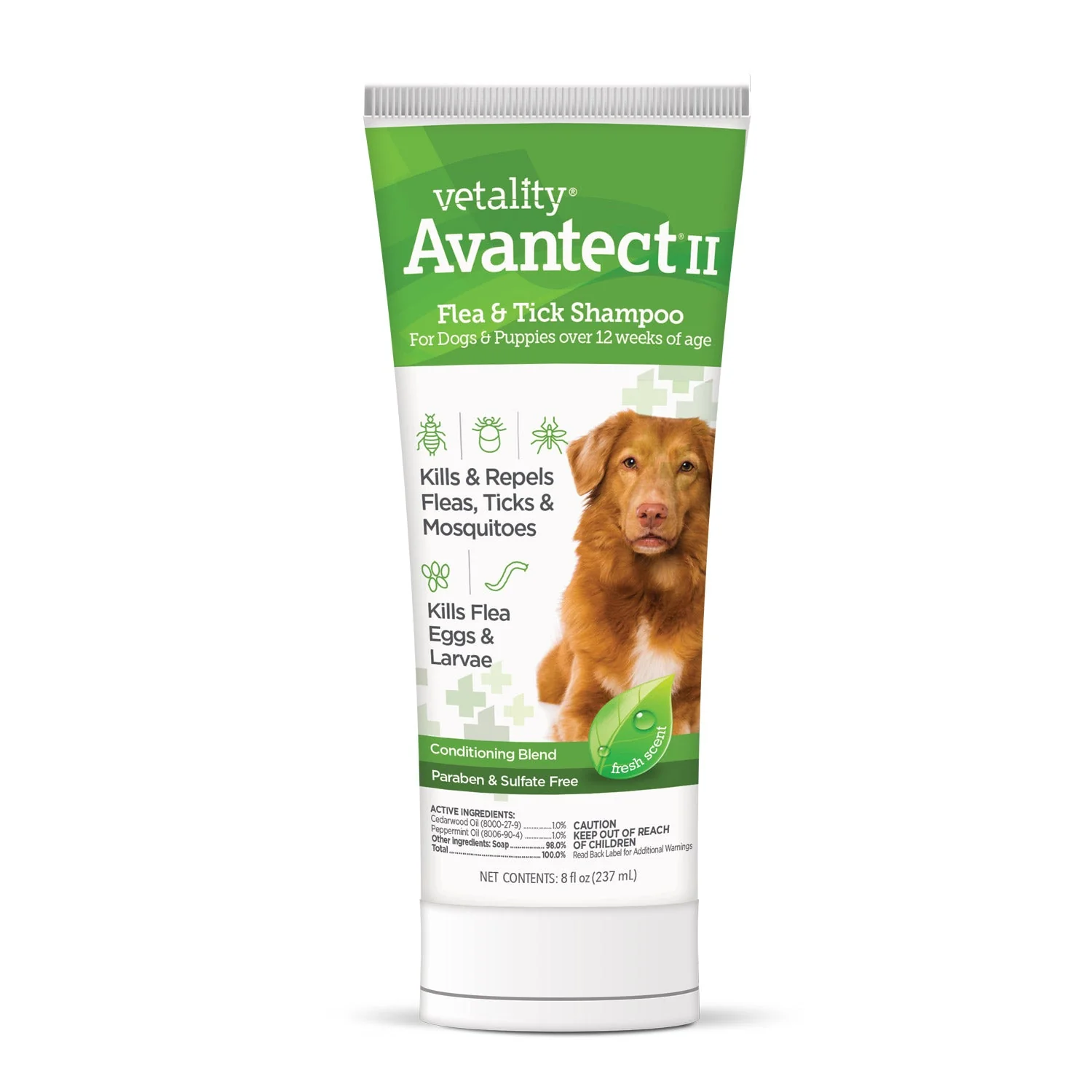 Vetality Avantect II Flea & Tick Shampoo for Dogs - Paraben & Sulfate Free - Image 1