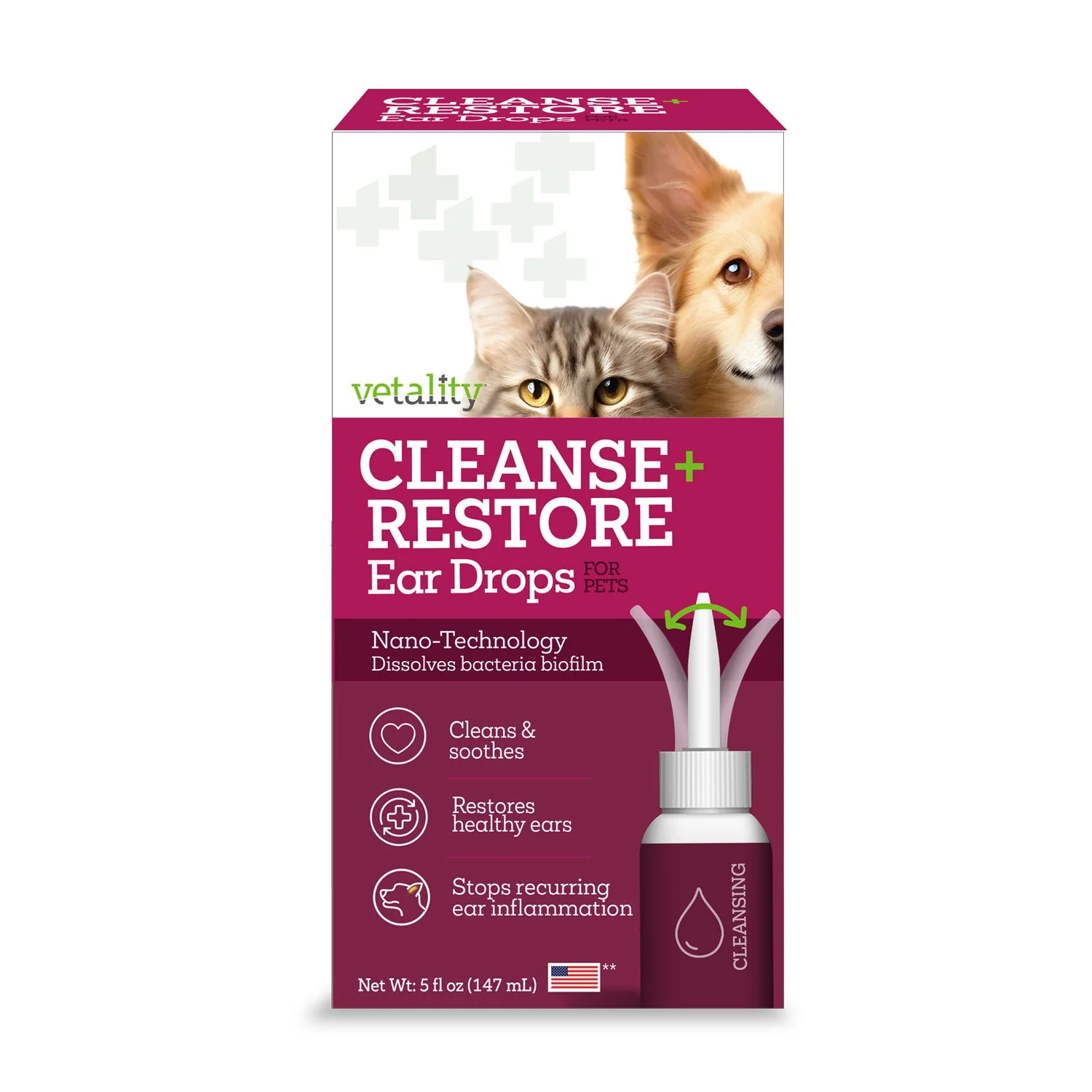 Vetality Cleansing Restore Ear Drops for Pets – Ear Health Maintenance & Prevention - Image 1