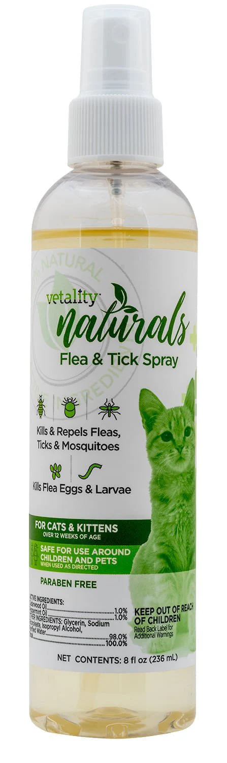 Vetality Naturals Flea & Tick Spray for Cats, 8 oz - Image 1