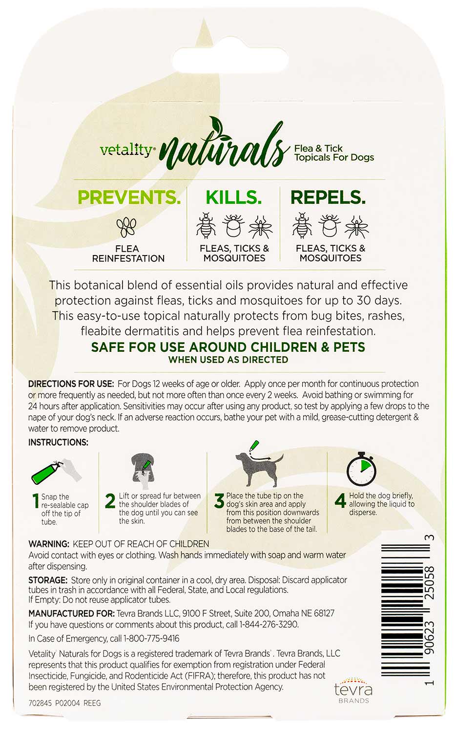 Vetality Naturals Flea & Tick Topicals for Dogs, 3-pk - Image 2