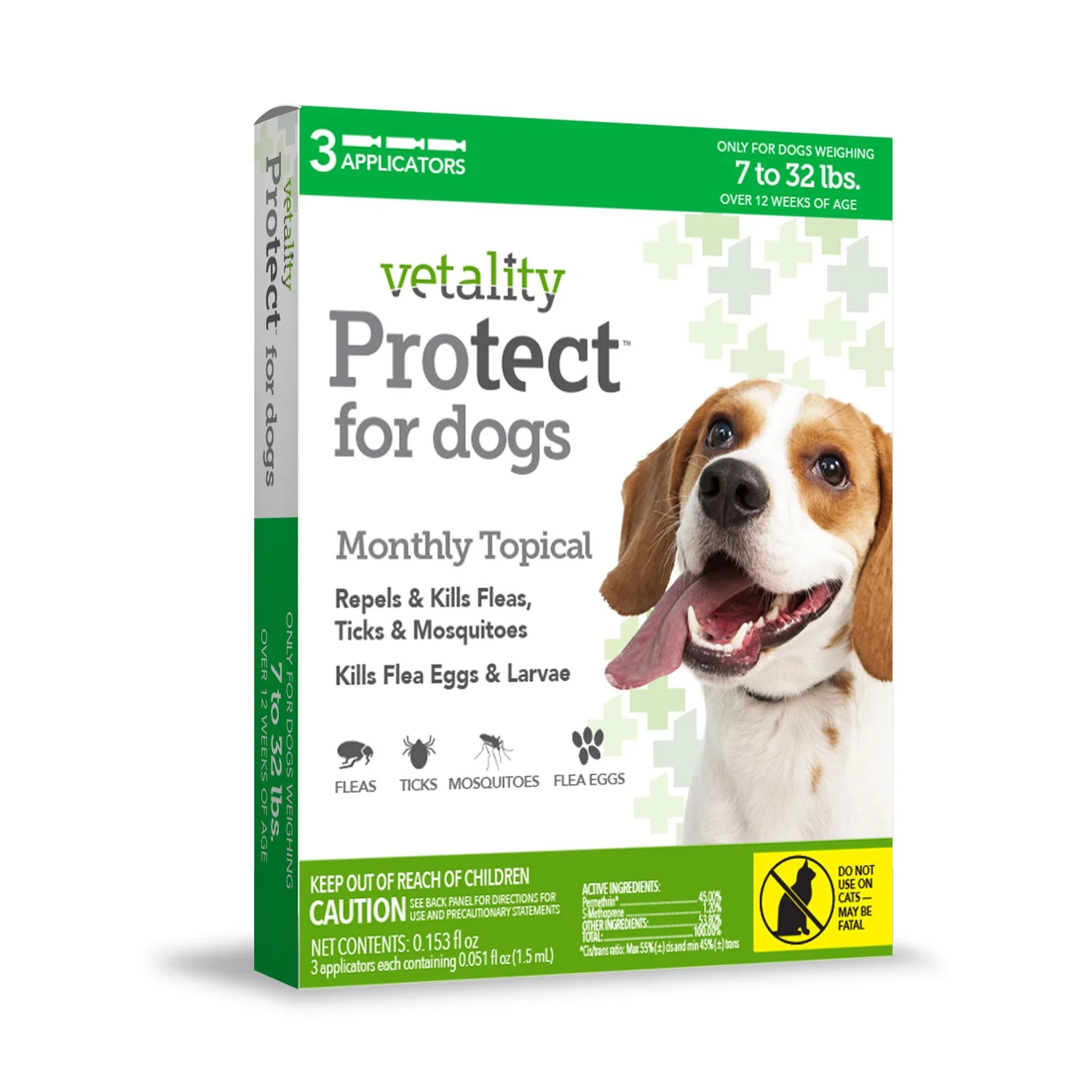 Vetality Protect Flea & Tick Monthly Topical for Dogs, 3 pk - Image 1