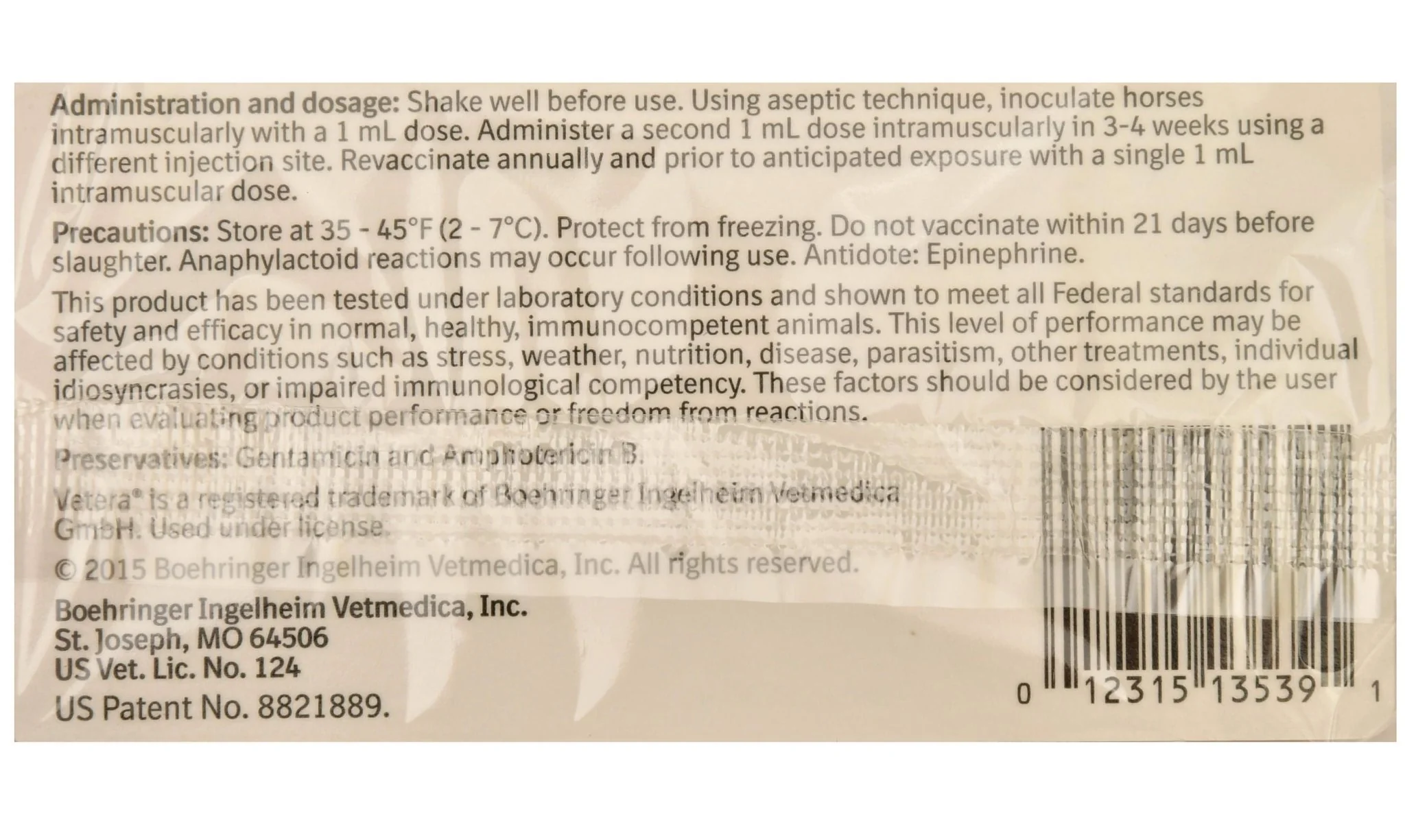 Vetera EWT+WNV, Single Dose Vaccine for Horses - Image 2