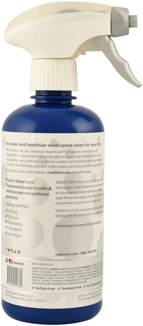 Vetericyn FoamCare Medicated Pet Shampoo for Itchy Skin, Hot Spots & Dermatitis - Image 2