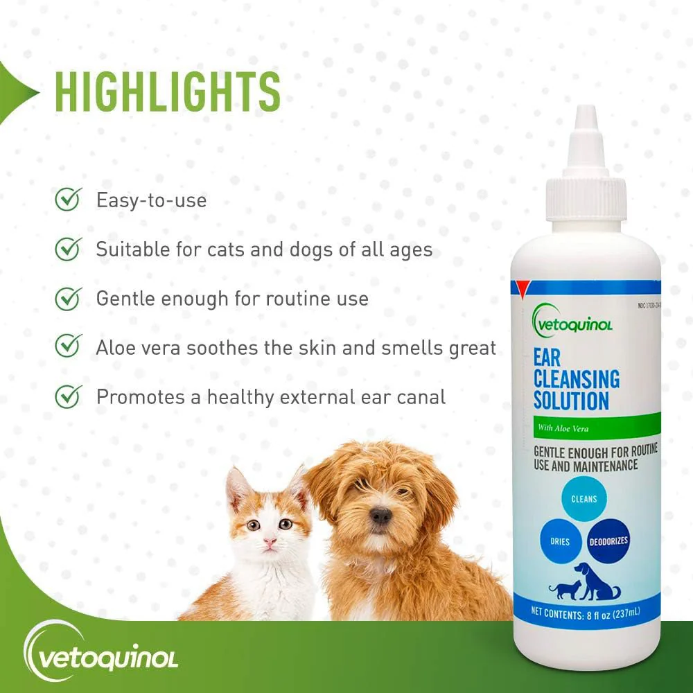 Vetoquinol Ear Cleansing Solution with Aloe for Dogs & Cats - Image 3