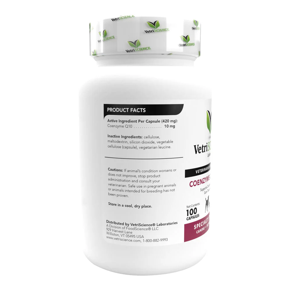 VetriScience Coenzyme Q10 10 mg Capsules for Dogs & Cats – Heart, Cardiovascular & Gum Health Supplement – 100 Count - Image 2