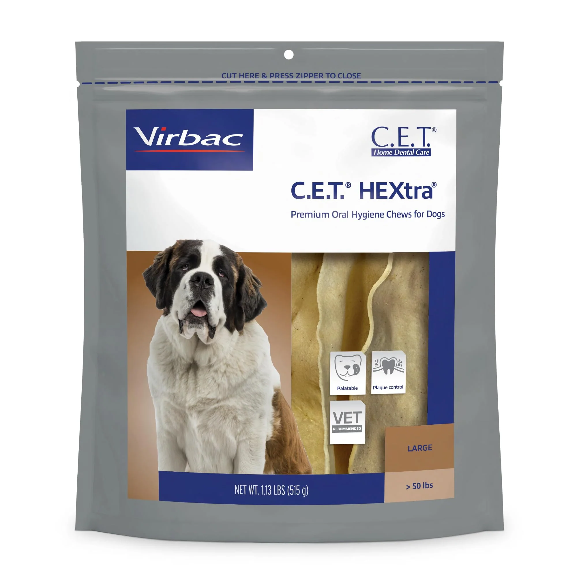 Virbac C.E.T. HEXtra Premium Dental Oral Hygiene Chews for Dogs, 30 ct - Image 2