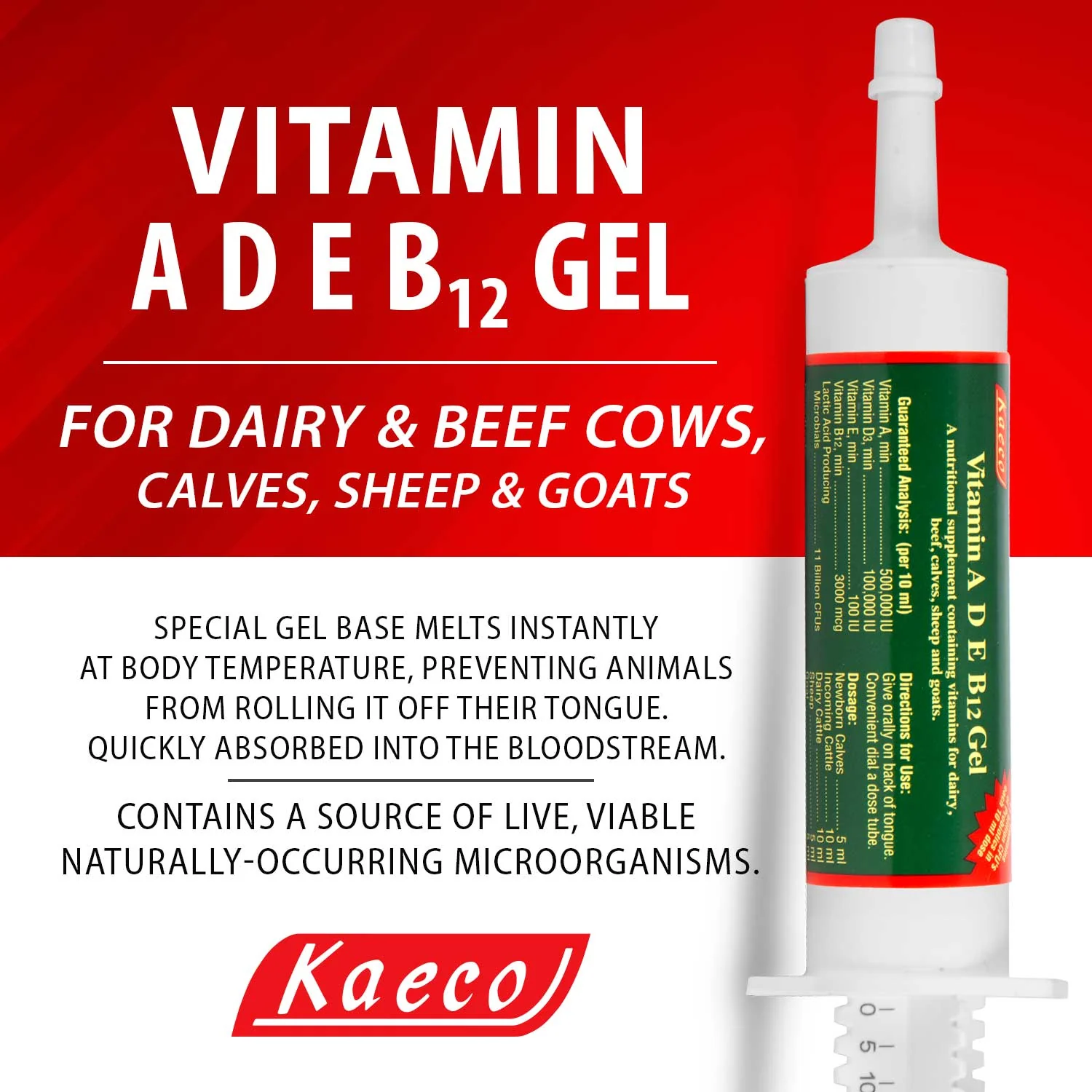 Kaeco Vitamin A, D, E & B12 Gel Supplement for Livestock - Image 2