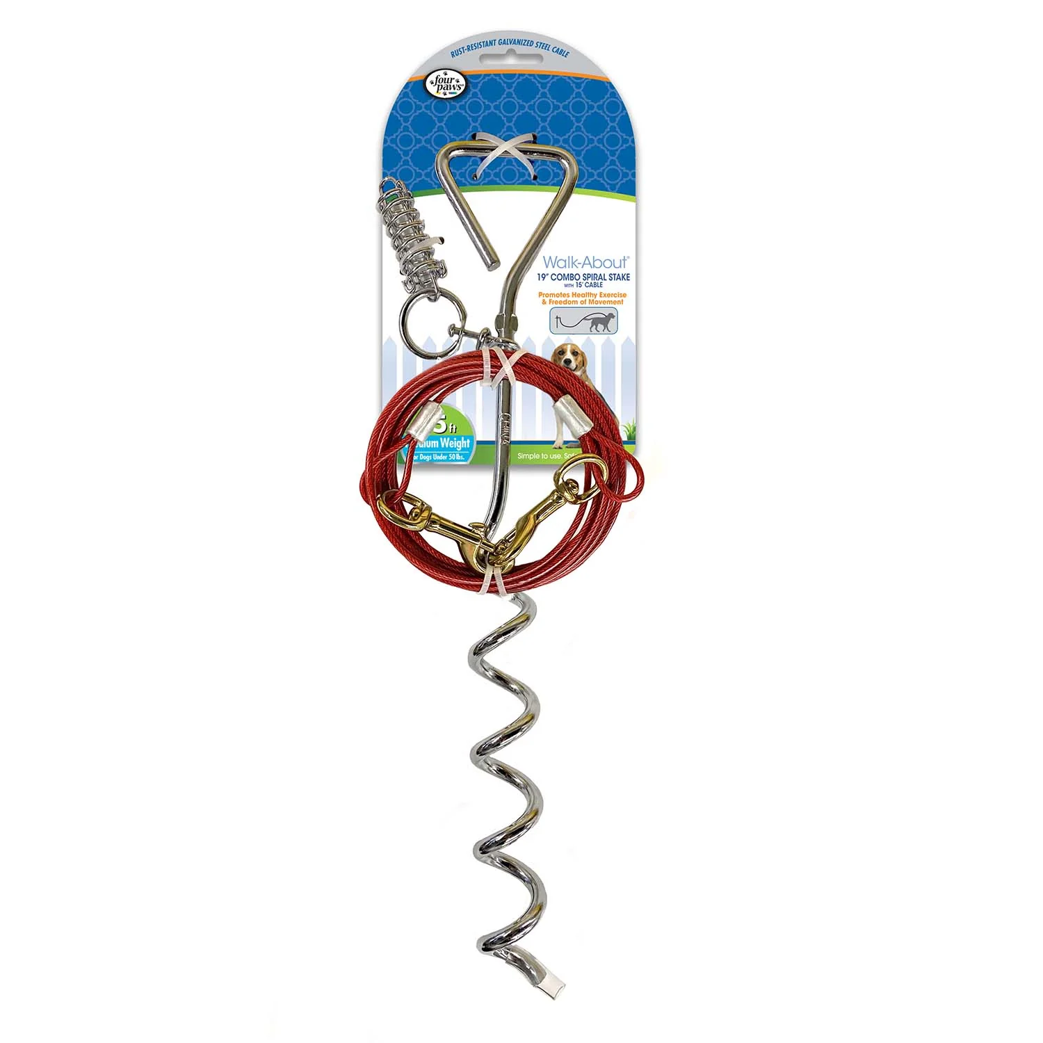 Walk About Tie-Out Dog Spiral Stake, Silver - Image 1