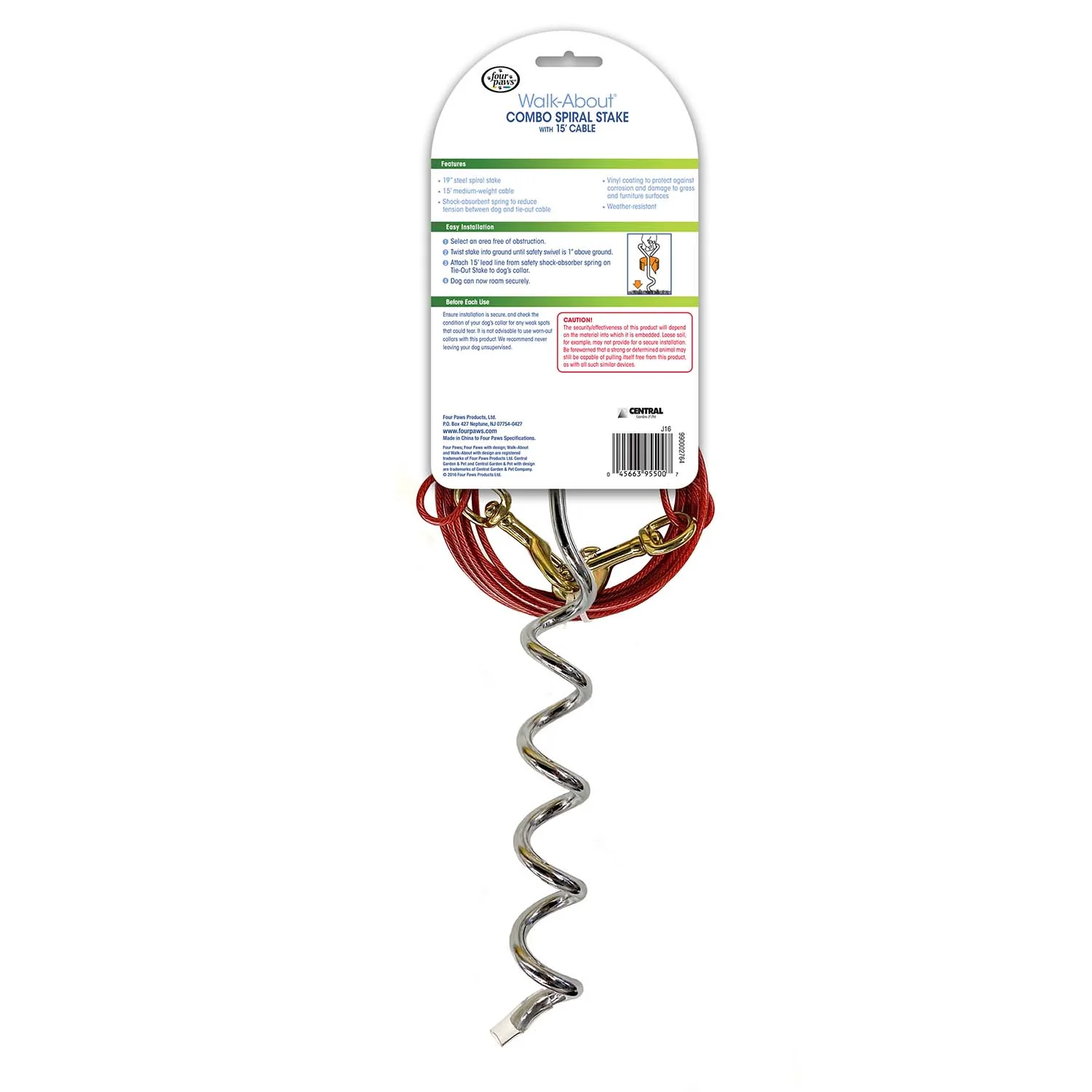 Walk About Tie-Out Dog Spiral Stake, Silver - Image 2