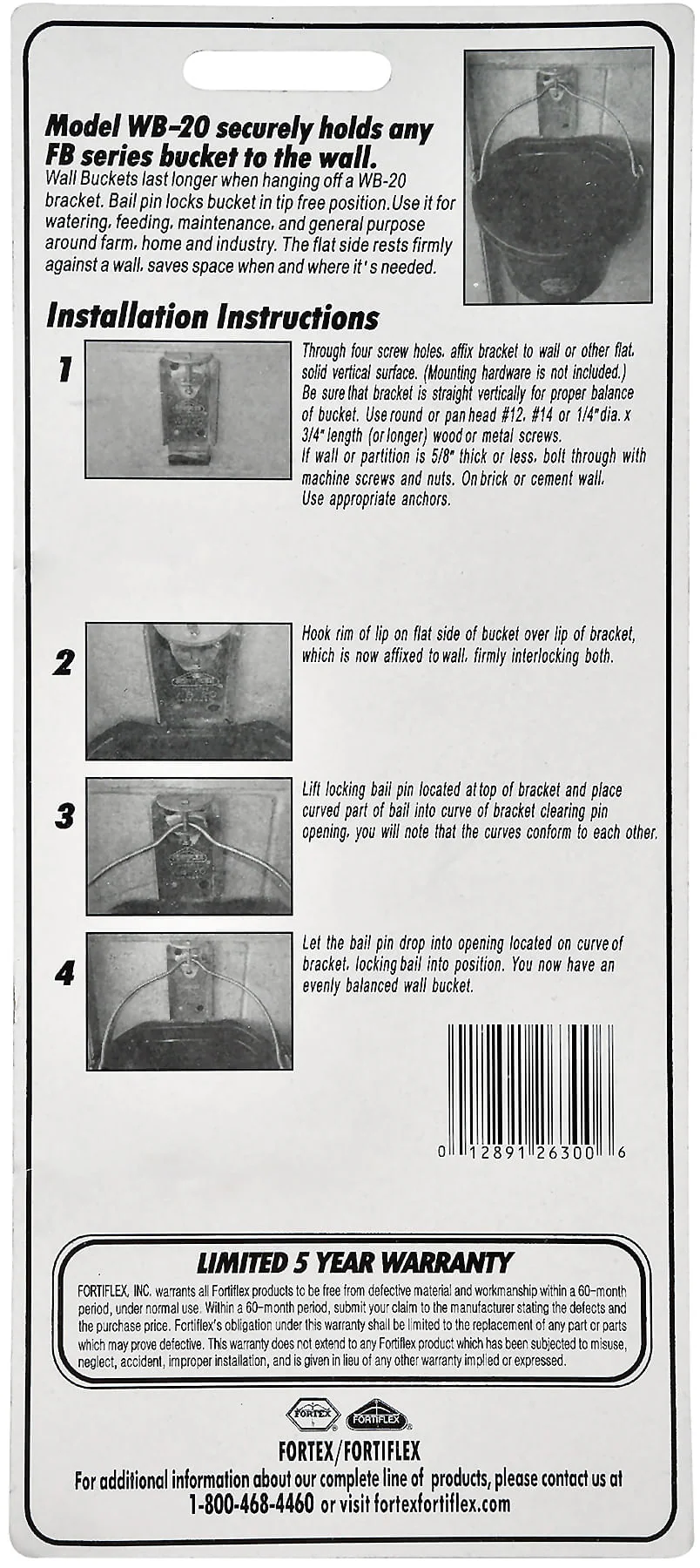 Fortiflex Wall Bracket for Hanging Flatback Buckets - Image 2
