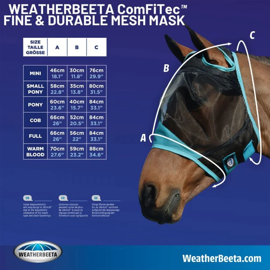 Weatherbeeta ComFITec Durable Mesh Horse Fly Mask with Nose - Image 2